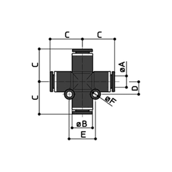 35/X - INTERMEDIATE CROSS connection - Technopolymer quick couplings - Fittings - Ani (Pack of 10 pieces) 35/X - INTERMEDIATE CROSS connection - Technopolymer quick couplings - Fittings - Ani (Pack of 10 pieces)